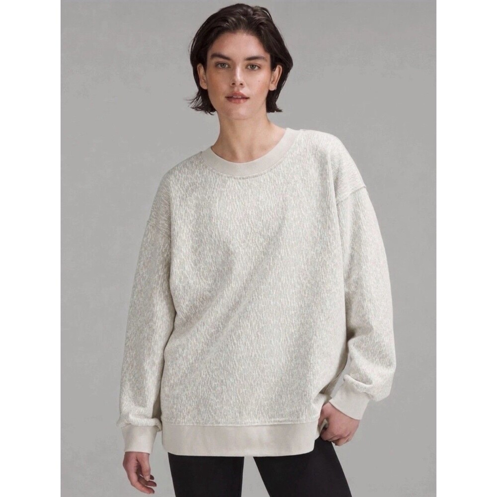 Lululemon NWT Perfectly Oversized Jacquard Crew Bone Size 10 And 12 Textured